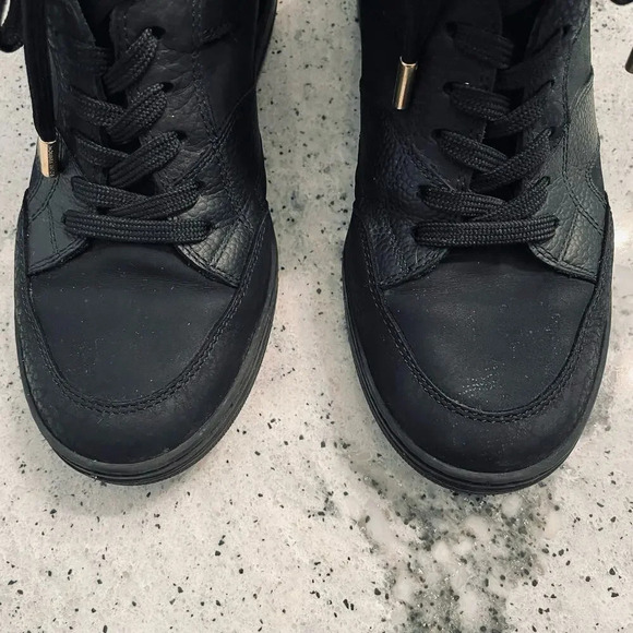 Louis Vuitton Millenium Wedge Sneakers Leather Embossed Suede Black Size 37 - Picture 9 of 15